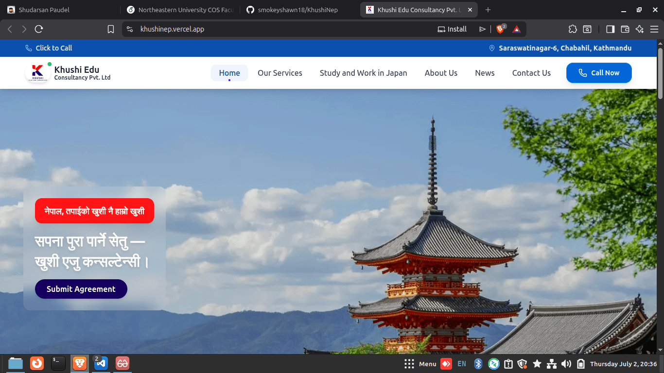 Khushi Edu Landing Page - Nepal